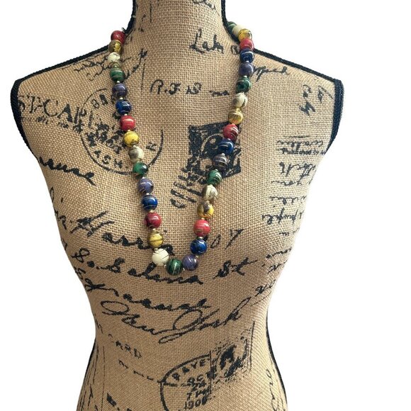 Jewelry - Glass Jasper Boho Womens Multicolor Round Beads Necklace